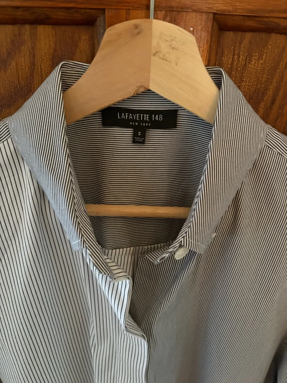 Lafayette 148 New York Striped Top - Black & White Long Button Down Shirt Size S - Picture 3 of 11